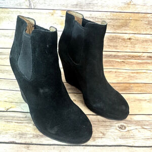 Corso Como Womens Black Suede Platform Wedge Pull On Ankle Boots 8M
